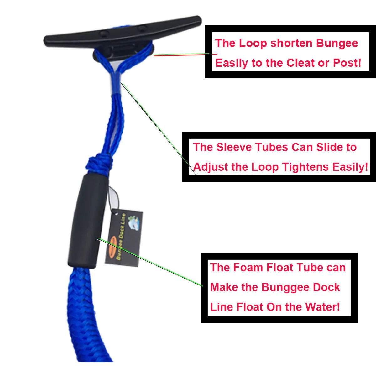 Bungee Dock Line Mooring Rope for Boat & Jetski