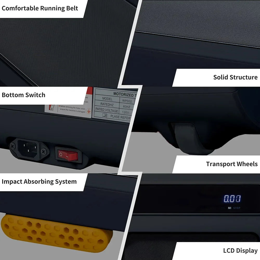 High-Efficiency Brushless Motor Treadmill with LED Display – Home Fitness