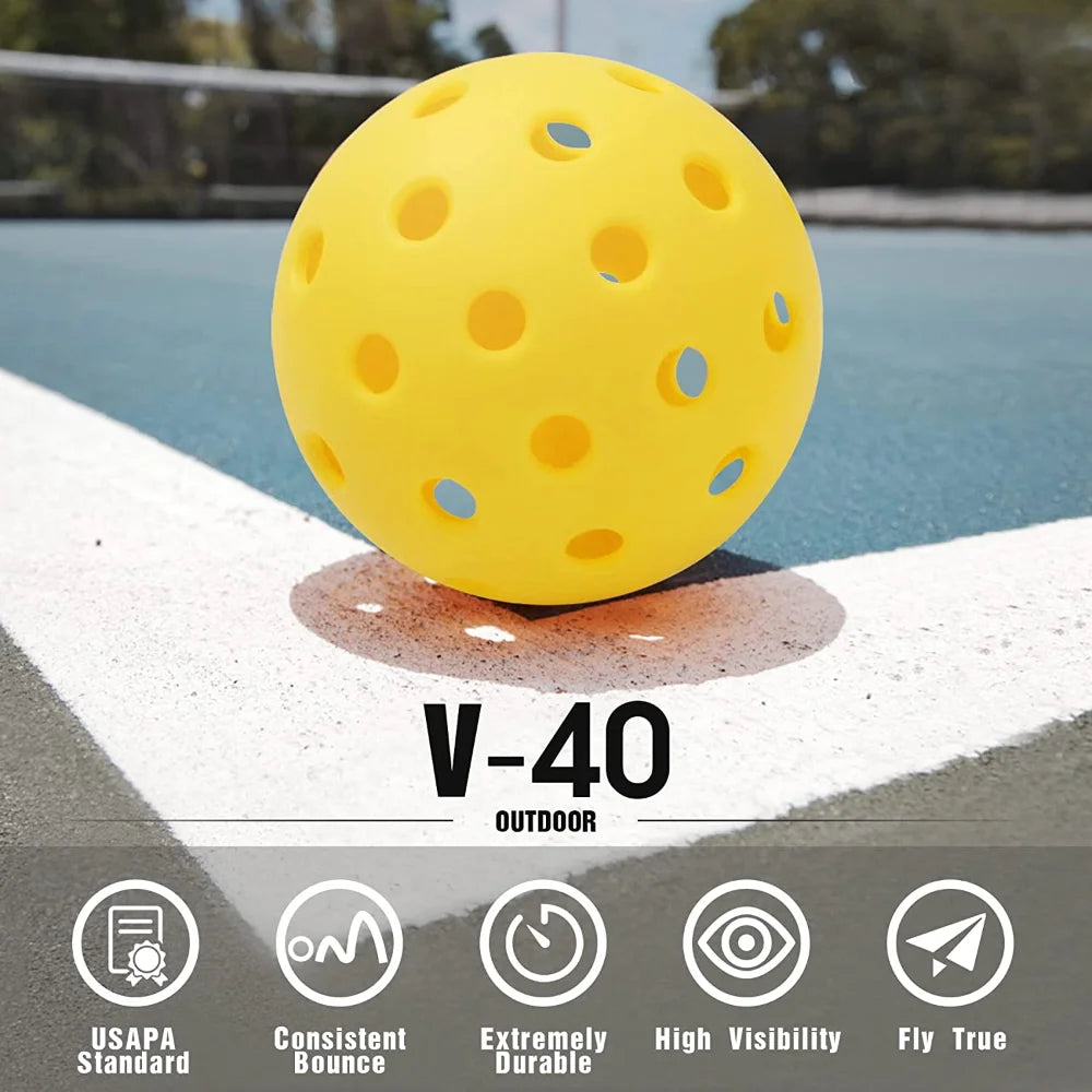 Outdoor Pickleballs 74MM 40-Hole Durable Competition Balls (6/12/24PCS)