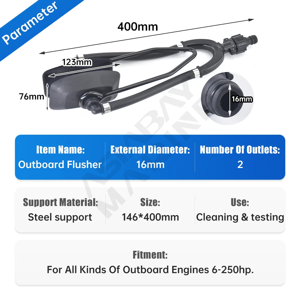 Universal Outboard Motor Water Flusher with Rectangular Ear Muffs