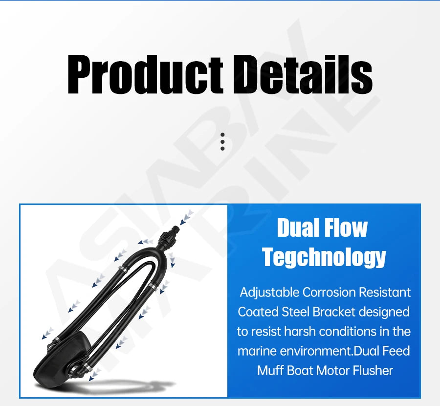Universal Outboard Motor Water Flusher with Rectangular Ear Muffs