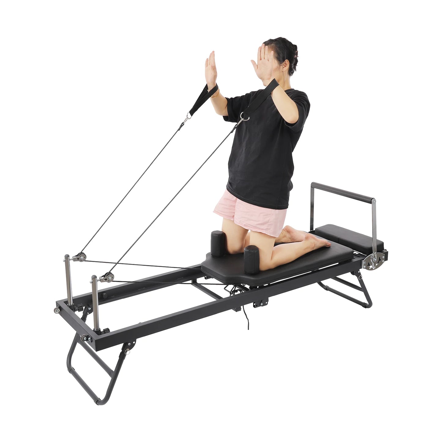 Foldable Steel Pilates Reformer Machine – Black/Grey Home Fitness Equipment