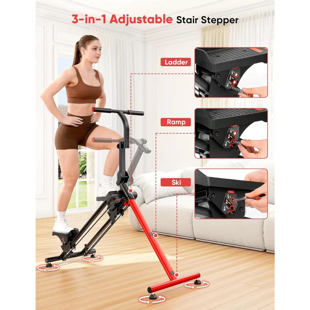 Home Fitness Stair Stepper with Adjustable Levels & Ski Simulation Modes