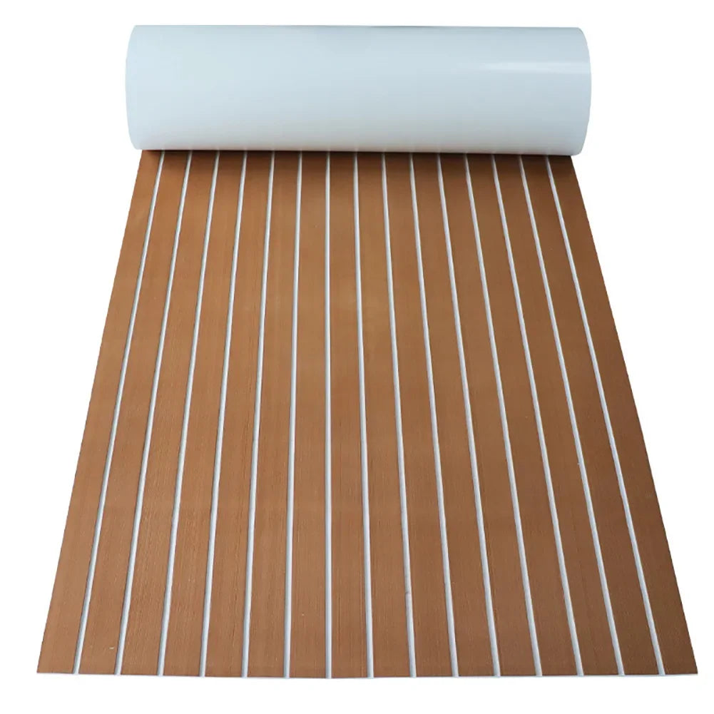 2.4m Self-Adhesive EVA Foam Boat Flooring – Faux Teak Marine Decking Mat