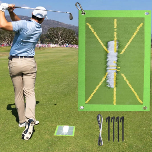 Golf Practice Hitting Mat with Floor Nails & Hook