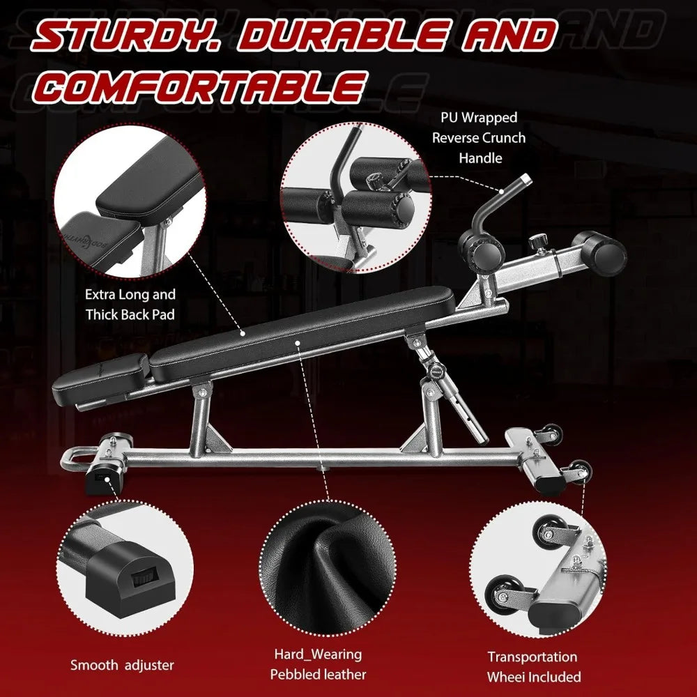 Professional Adjustable Sit-Up & Weight Bench with 4 Height Levels