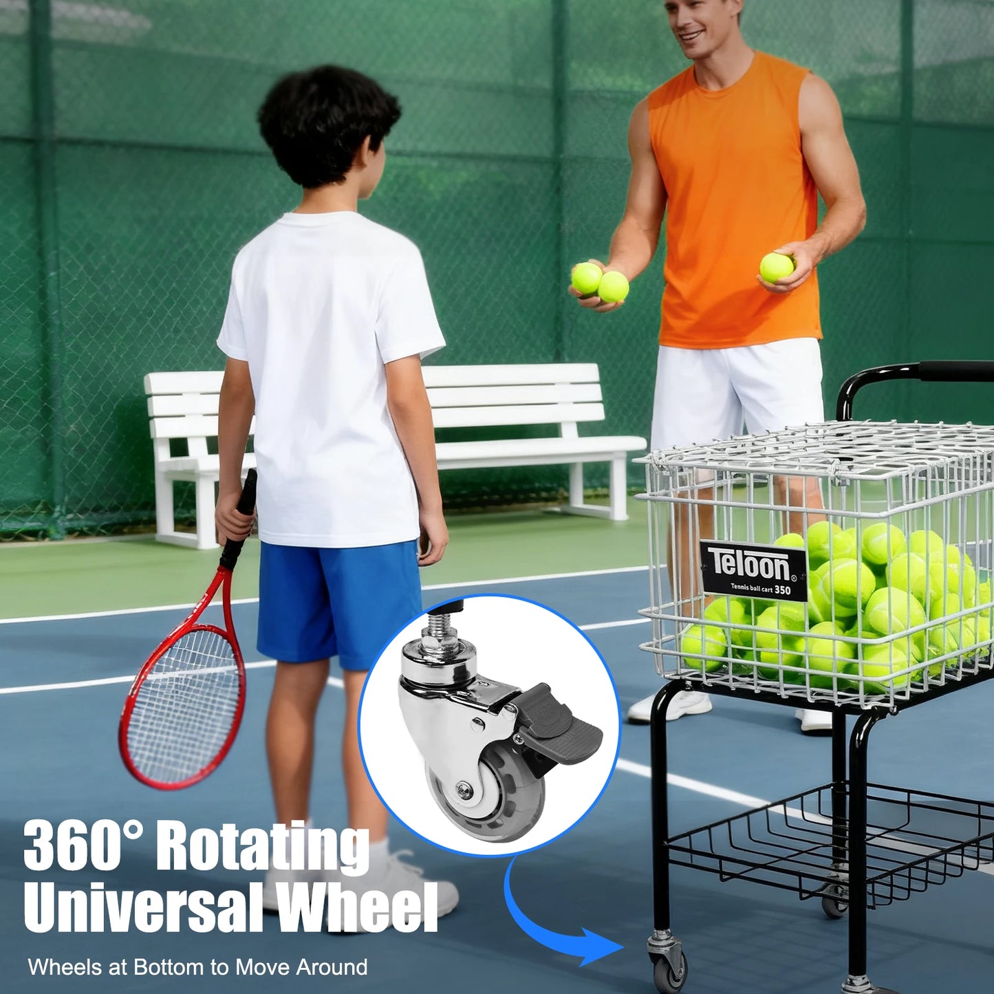 Wheeled Tennis Ball Storage Cart – Holds Up to 350 Balls