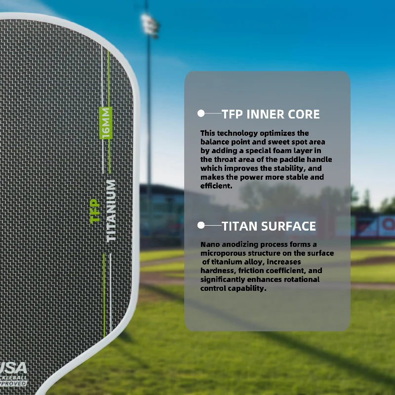 ENFLEXY Gray Titanium Pickleball Paddle with Honeycomb TFP Core