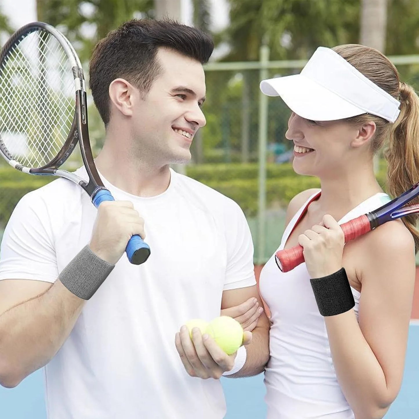 1 Pair Breathable Cotton Wrist Sweatbands for Sports