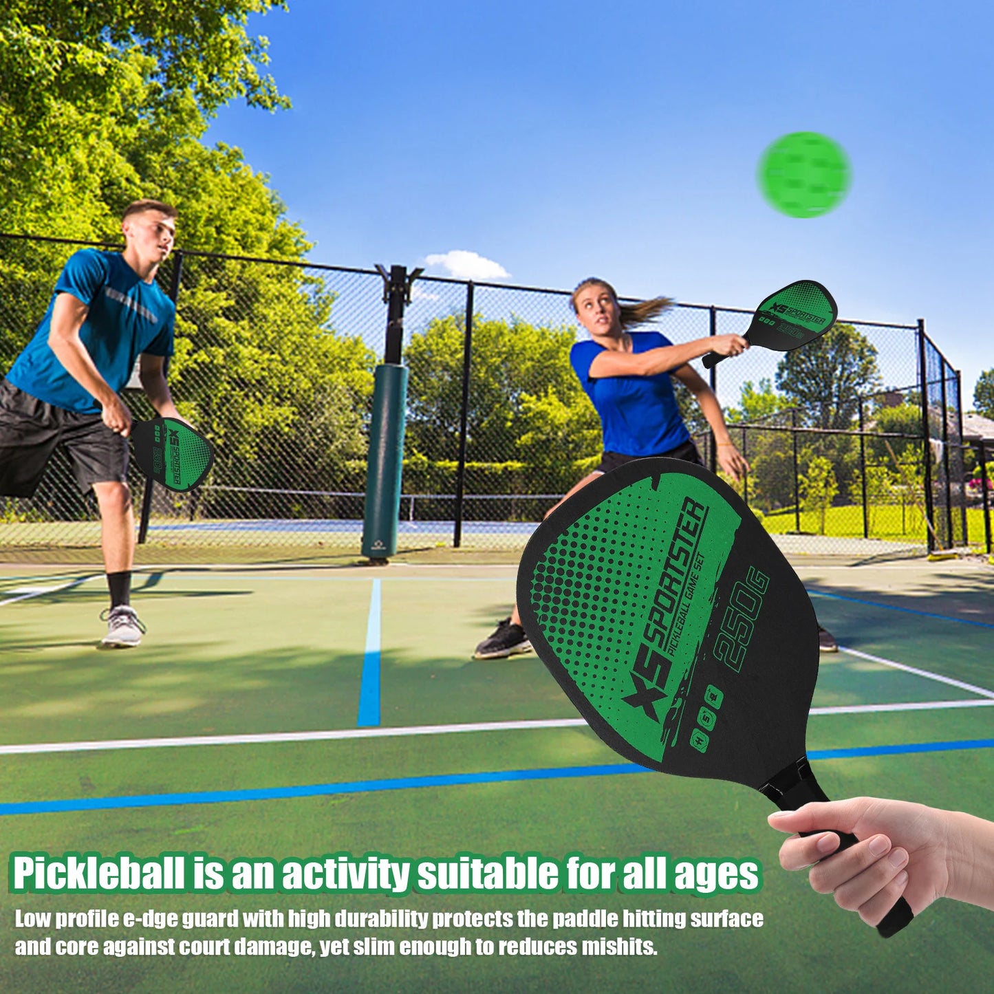 Pickleball Paddle Set – 2 Rackets & 4 Balls for Indoor/Outdoor Play
