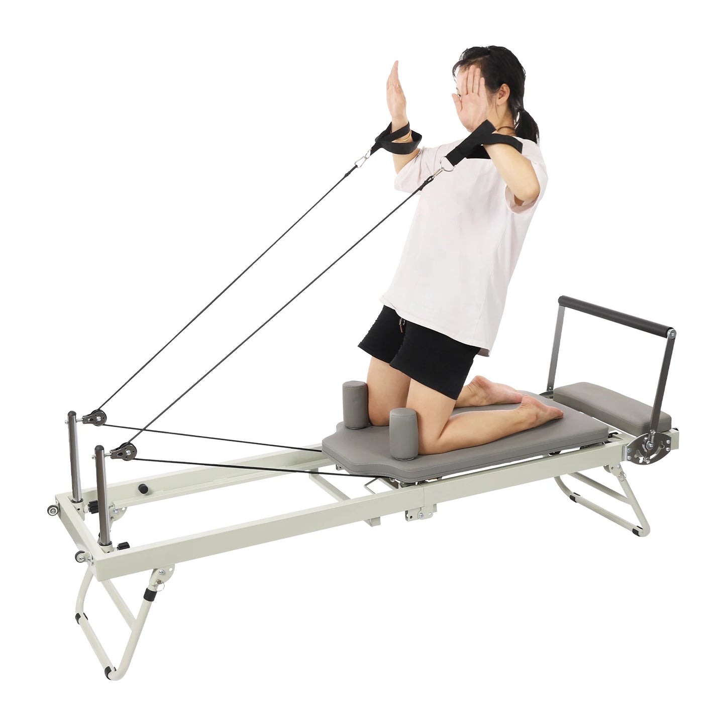 Foldable Steel Pilates Reformer Machine – Black/Grey Home Fitness Equipment