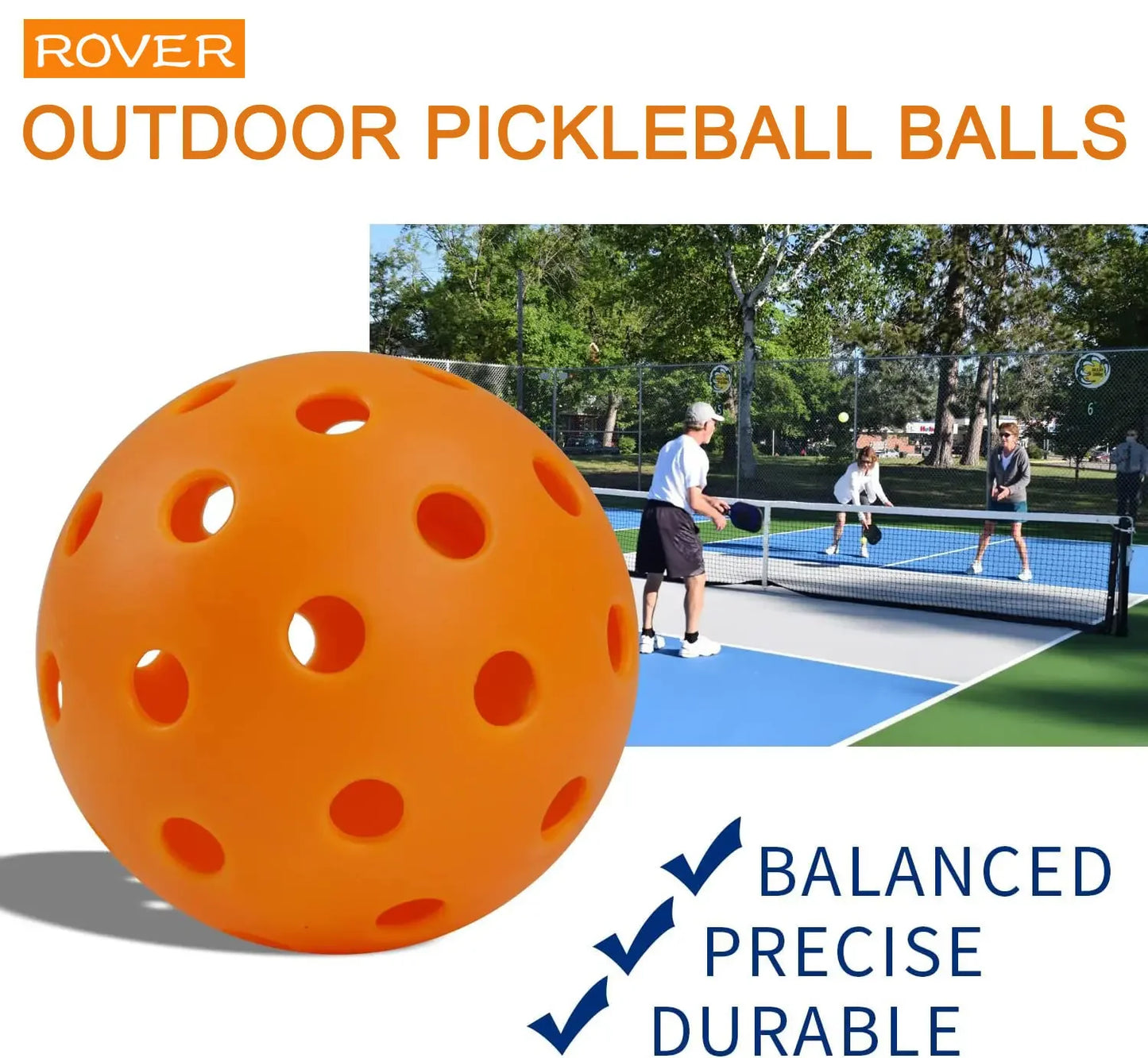 Outdoor Pickleballs 74MM 40-Hole Durable Competition Balls (6/12/24PCS)