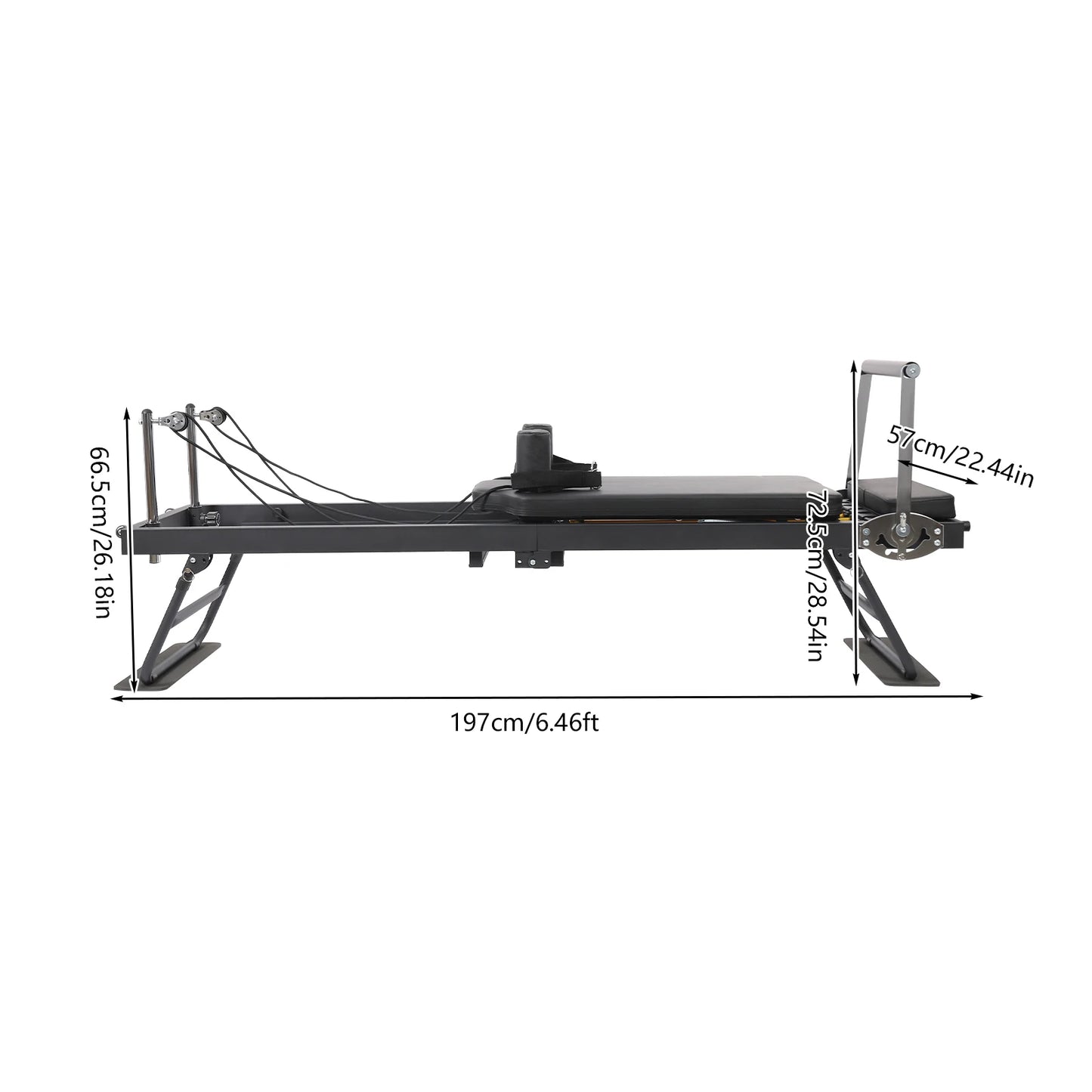 Foldable Steel Pilates Reformer Machine – Black/Grey Home Fitness Equipment
