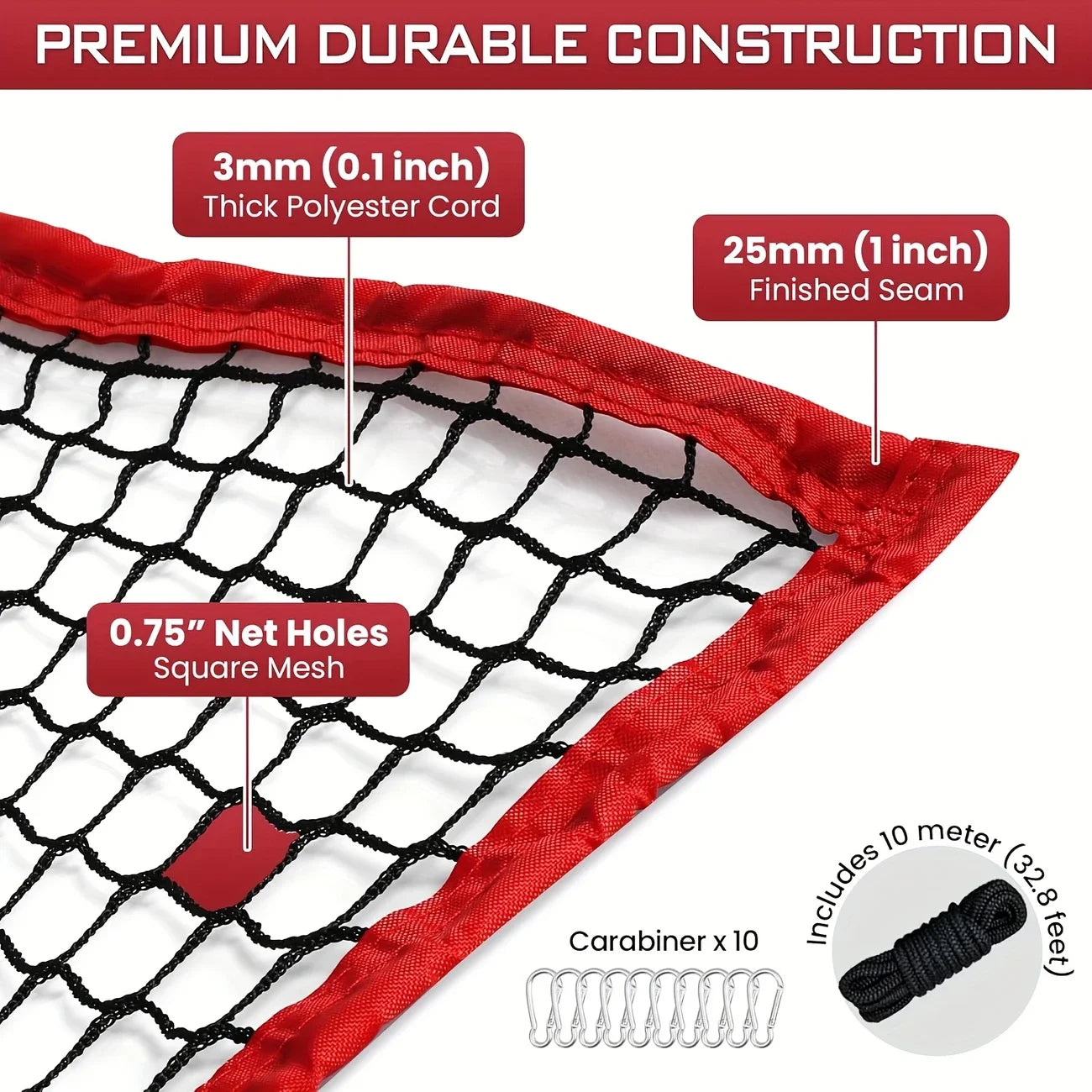 10x10FT Heavy Duty Golf Practice Net – High Impact Barrier Netting