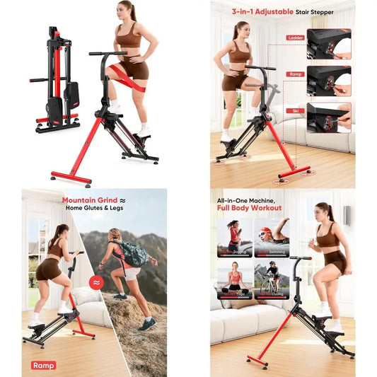 Home Fitness Stair Stepper with Adjustable Levels & Ski Simulation Modes