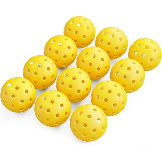 12pcs Indoor Pickleballs – 40-Hole Durable 72mm Training Balls