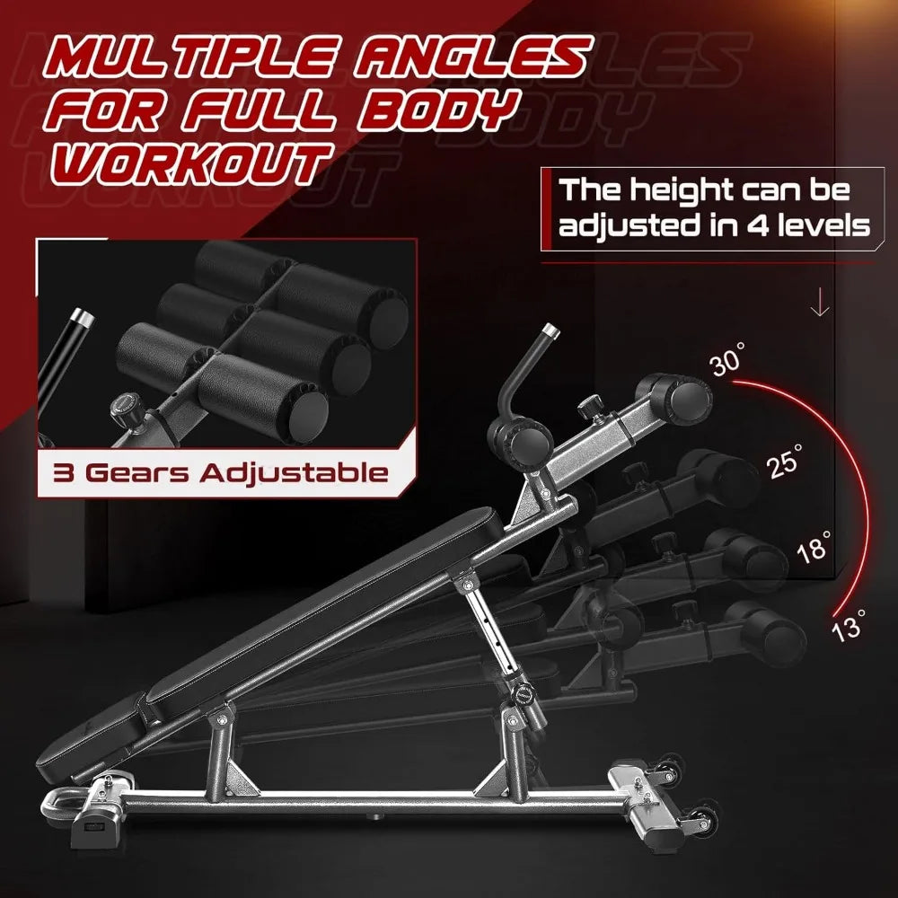 Professional Adjustable Sit-Up & Weight Bench with 4 Height Levels
