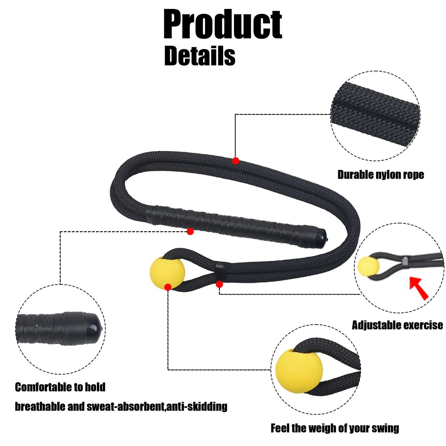 Golf Swing Rope Trainer with EVA Ball – Posture & Fitness Aid