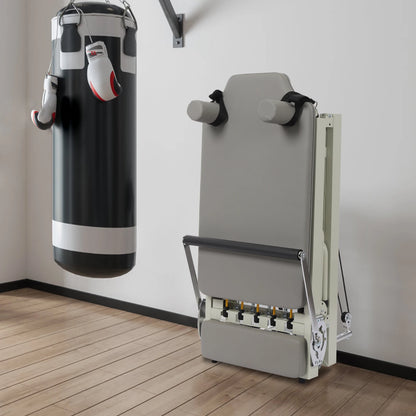 Foldable Steel Pilates Reformer Machine – Black/Grey Home Fitness Equipment