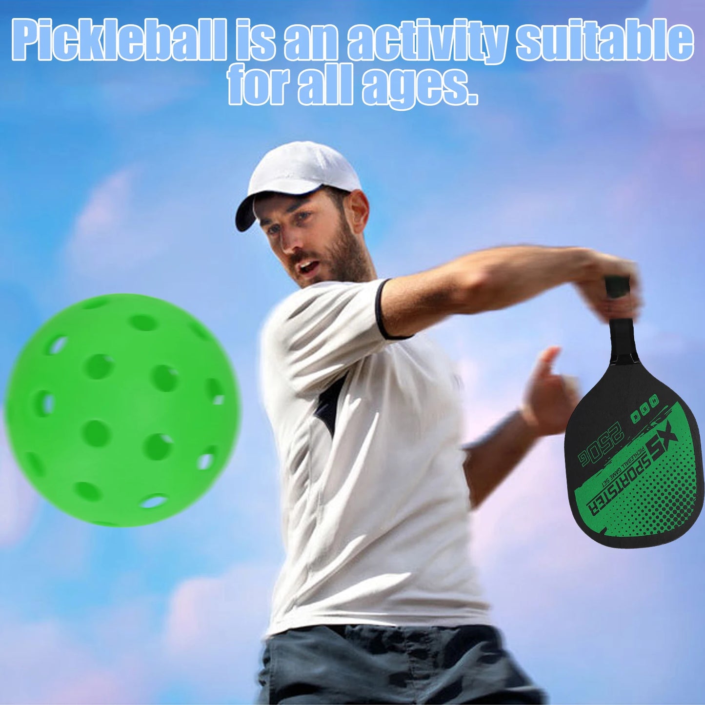 Pickleball Paddle Set – 2 Rackets & 4 Balls for Indoor/Outdoor Play