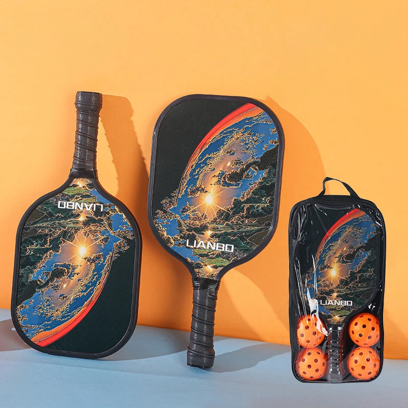 Pickleball Paddle Set with 2 Rackets & 4 Balls
