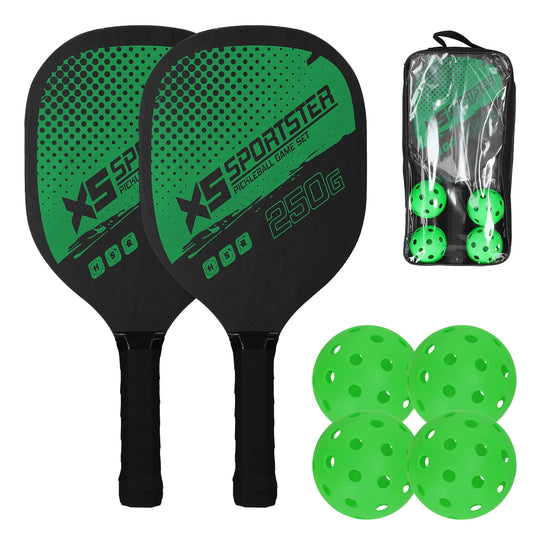 Pickleball Paddle Set – 2 Rackets & 4 Balls for Indoor/Outdoor Play