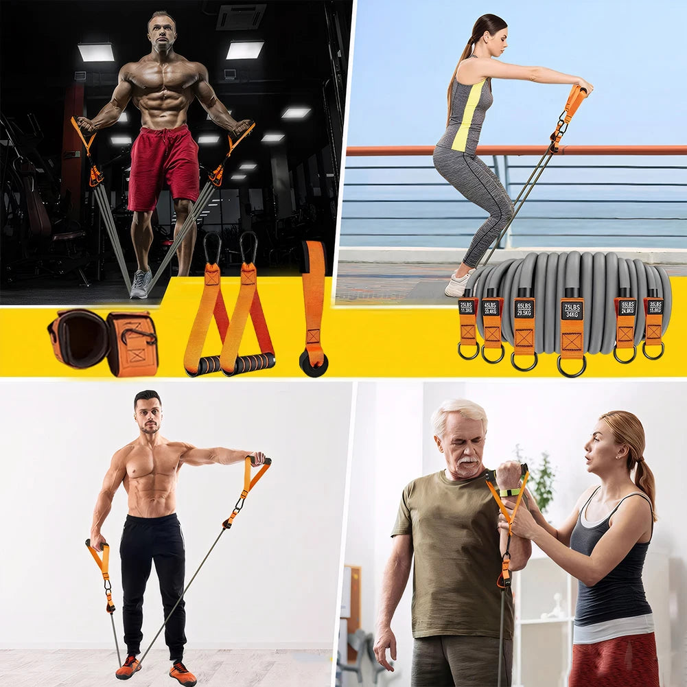Heavy Duty Resistance Bands Set with Handles – Multifunction Workout Bands