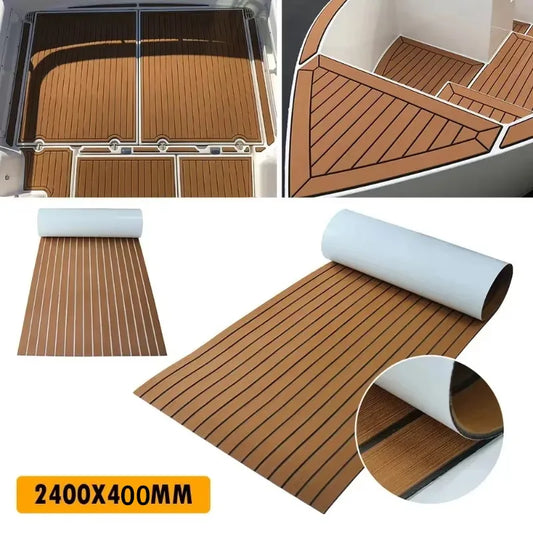 2.4m Self-Adhesive EVA Foam Boat Flooring – Faux Teak Marine Decking Mat